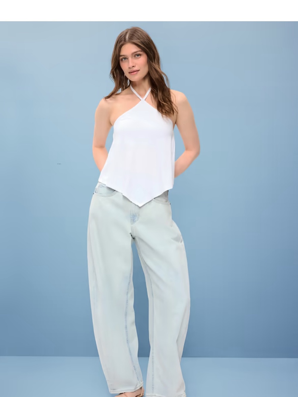 High-Waisted Rounded Wide-Leg Barrel Jeans - Old Navy Size 0